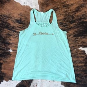 Mint and gold Texas tank top